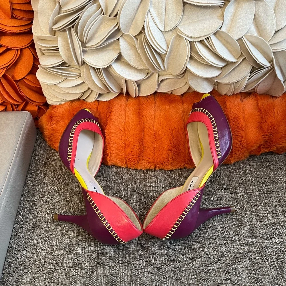 ❣️L.K. Bennett London Leather Colorblock Peep Toe Pumps❣️